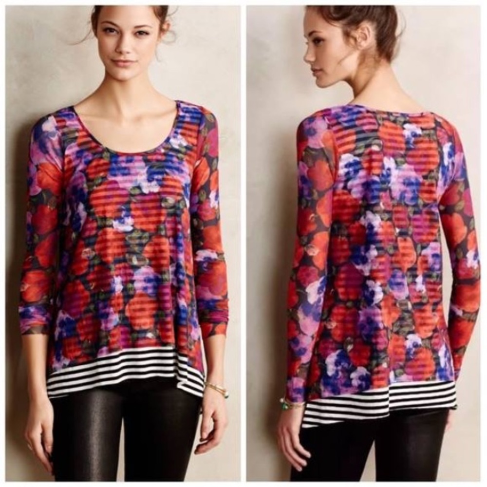 Anthropologie Garden Row Mesh Top